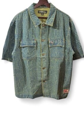 Criminal Damage Berkeley Monogram Denim Shirt Size Men’s XL (NWT)